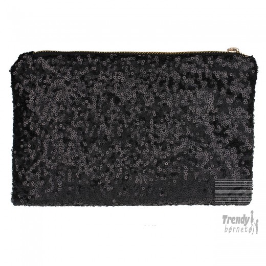 bringe handlingen Sparsommelig ovn Hånd taske med sort glimmer 2 rum 26*12 cm