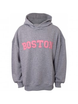 Hound hoodie i grå med Boston print 