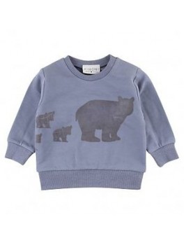 Fixoni sweatshirt i mat blå med et print fortil af en stor isbjørn og tre små isbjørne.