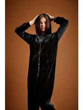 D-XEL pige Jumpsuit i sort med guld lynlås 