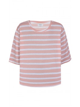 D-xel t-shirt med striber i rosa og hvid 