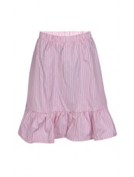 D-xel Sød knælang stribet nederdel med flæsebund i lyserød