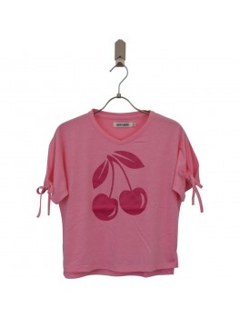 Add to bad t-shirt i lyserød med kirsebær 