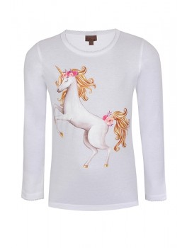 Kids-up l/æ t-shirt i hvid med unicorn