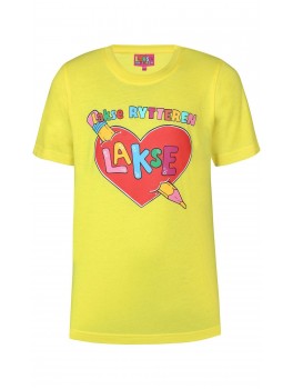 kids up t-shirt i lysegul med lakserytteren logo