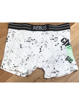Rebus bokser shorts i hvid med all over print 