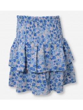 Hound Kort nederdel med høj elastik smock i taljen og lag effekt.