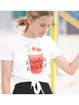 Hound t-shirt i hvid med milkshake print på maven 