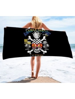 Bade Skelet strand tæppe i sort med California motiv