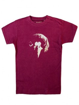 Skøttkbh T-Shirt i vinrød med vores guld fugl 